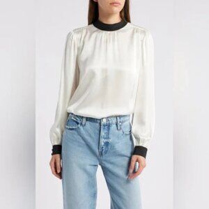 FRAME 100% silk blouse ivory white Womens XS MSRP $398